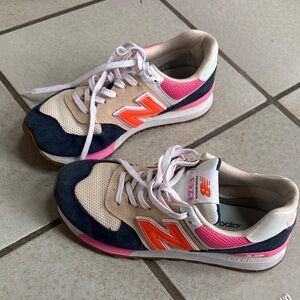 New Balance Navy and Pink Sneakers